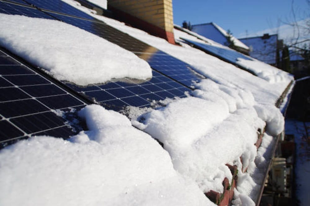 snow on solar panels